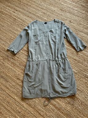 Club Monaco Light Sage Green Utility Shirt Dress